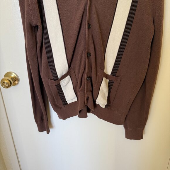 Beams Plus Brown Striped Cotton Cardigan XL - Picture 4 of 7